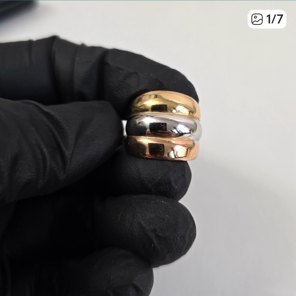 Watch Video / Rare 18K Gold Tricolor Triple Band Ring